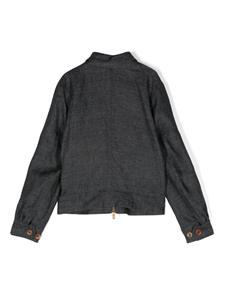 Brunello Cucinelli Kids classic-collar linen jacket - Zwart