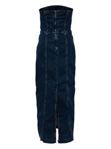 Reformation Anais strapless denim midi-jurk - Blauw