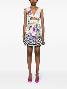 Just Cavalli Satijnen mini-jurk met bloemenprint - Wit