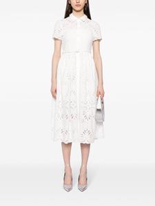 Self-Portrait belted broderie-anglaise cotton midi dress - Wit