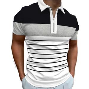 YuTong Fashion Nieuw poloshirt met rits, heren casual zomer korte mouw print mode golfpoloshirt.