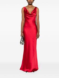 Norma Kamali cowl-neck draped satin gown - Rood