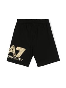 Emporio Armani Kids logo-print cotton shorts - Zwart