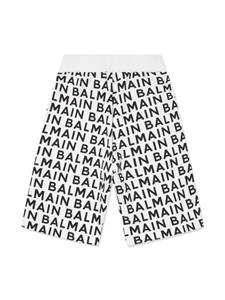 Balmain Kids Katoenen shorts met logoprint - Wit