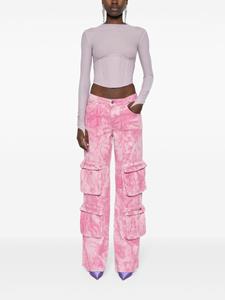 Blumarine Chiné camouflage-print cargo jeans - Roze
