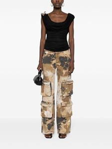 Blumarine Chiné camouflage-print cargo jeans - Bruin