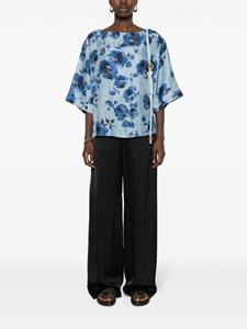 Alberto Biani Zijden blouse met bloemenprint - Blauw