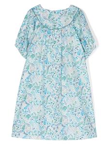 Il Gufo Katoenen jurk met bloemenprint - Blauw