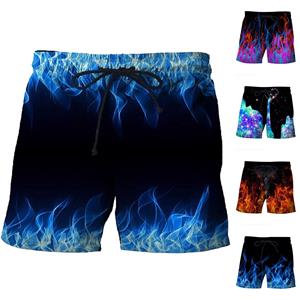 EG41NB Vlam strandbroek zomer heren- en dames 3D-shorts grappige print ademende sportzwembroek heren
