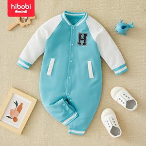 Hibobi ominii hibobi Baby Boy's Baseball Long-Sleeved Romper Casual Letter Long Sleeves Jumpsuit For 0-18 Months Old
