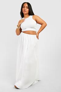 Boohoo Plus Woven Lace Trim Maxi Skirt, White