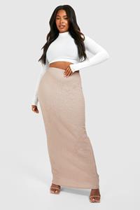 Boohoo Plus Textured Maxi Skirt, Stone