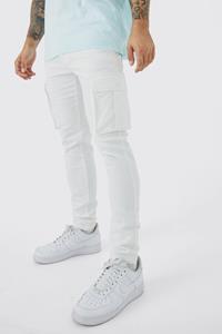Stretch Cargo Skinny Jeans, White
