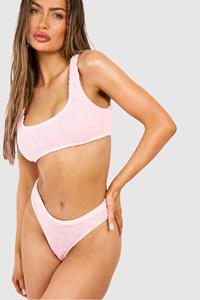 Boohoo Premium Crinkle Boomerang Bikini Brief, Pastel Pink