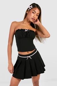 Boohoo Ruched Bust Bow Detail Bandeau, Black