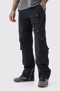 Boohoo Tall Relaxed Fit Twill Cargo Pants, Black