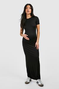 Boohoo Maternity Short Sleeve Supersoft Bodycon Maxi Dress, Black