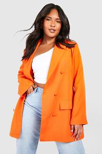 Boohoo Plus Long Line Colour Pop Blazer, Orange