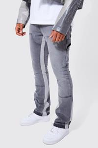 Boohoo Onbewerkte Flared Slim Fit Carpenter Jeans Met Gusset, Grey
