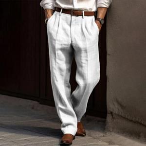 Fashion Choice Heren loszittende lange broek, zakken, ontwerp, ademende stof, effen kleur, elastische tailleband, heren casual broek