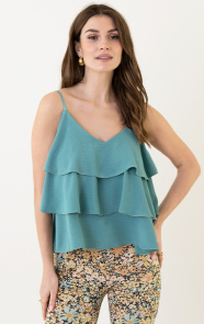 The Musthaves Spaghetti Ruffle Top Mint