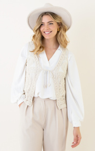 The Musthaves Kanten Boho Gilet Beige