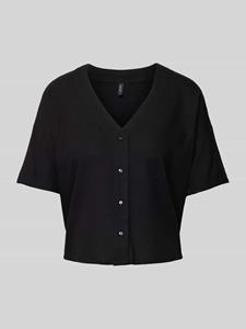 Vero Moda Blusenshirt Kurzarm Hemd Bluse V-Ausschnitt Shirt VMJESMILO 5549 in Schwarz-2