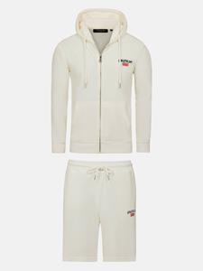 WAM Denim Avery Full Zipped White Hoodie Shorts Set-