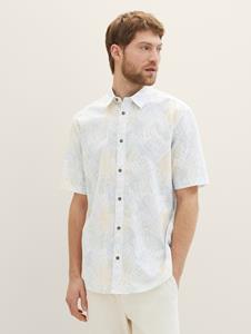 TOM TAILOR T-Shirt comfort printed shirt, white multicolor leaf design