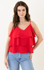 Jurkjes Ruffle Spaghetti Top Suzie Rood