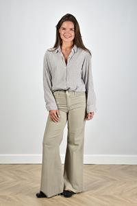 Mother high-rise jeans Roller Fray wijde pijpen grijs
