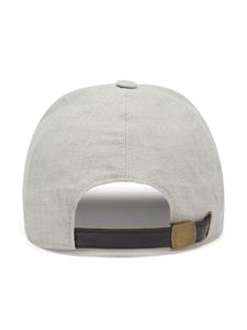 Billionaire crest-embroidered linen baseball cap - Beige