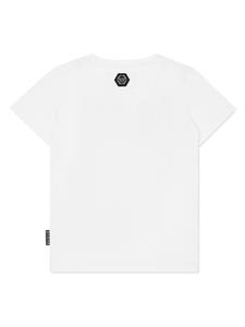 Philipp Plein Junior Katoenen T-shirt met logoprint - Wit