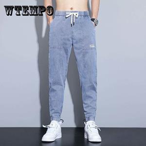 WTEMPO Men's Jeans Summer Thin Elastic Loose Loose All-match Elastic Waist Corset Pants