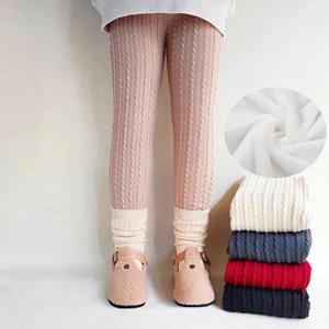 Daddys Girl Autumn Winter Knitted Kids Girls Pants Plus Velvet Thicken Warm Elasticity Leggings Children's Trousers