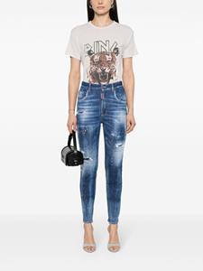 Dsquared2 paint-splatter distressed tapered jeans - Blauw