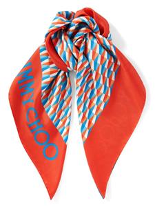 Jimmy Choo Rets zijden sjaal met geometrische print - Blauw