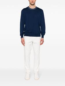 Brunello Cucinelli contrastring-collar cotton jumper - Blauw