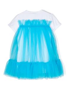 TWINSET Kids Mini-jurk met ruches en tulen laag - Blauw