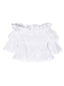 Lapin House Broderie anglaise shirt met ruches - Wit