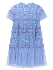 NEEDLE & THREAD KIDS Tulen jurk met geborduurde bloemen - Blauw