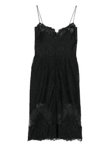 Ermanno Scervino Midi-jurk met bloemenkant - Zwart