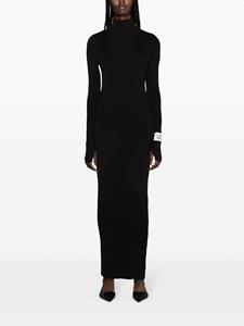 Moschino Geribbelde katoenen jurk met patch - Zwart