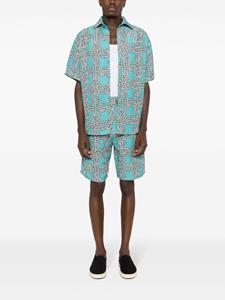 Amir Slama x Mahaslama shorts van linnenblend met print - Blauw