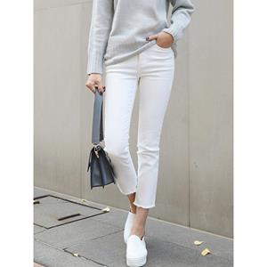 ZXXY Witte effen kleur jeans Dames Rechte mode Comfortabele zachte straat Boyfriend Jeans