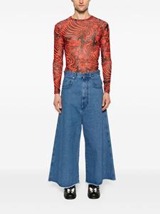 LỰU ĐẠN Cropped jeans met wijde pijpen - Blauw