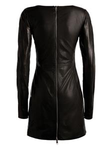 Bally long-sleeve leather mini dress - Zwart