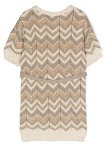 Missoni Kids zigzag-knit belted minidress - Beige
