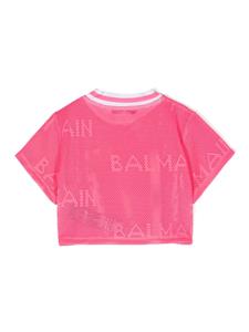 Balmain Kids T-shirt met logopatch - Roze
