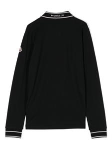Moncler Enfant logo-intarsia cotton polo shirt - Zwart
